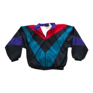 Vintage 80s 90s Apparatus Colorblock Windbreaker Jacket Black Green Purple Red